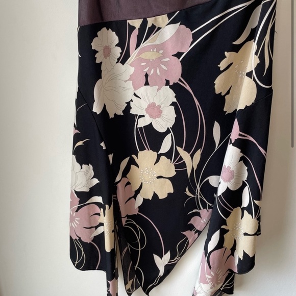 Vintage Y2K Mesh Midi Floral Asymmetrical Strapless Dress - Picture 3 of 4